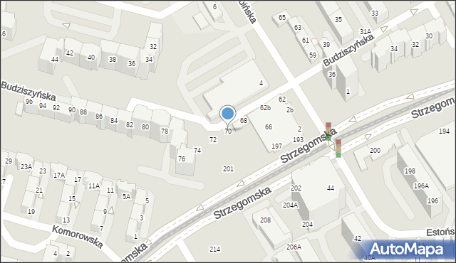 Wrocław, Budziszyńska, 70, mapa Wrocławia