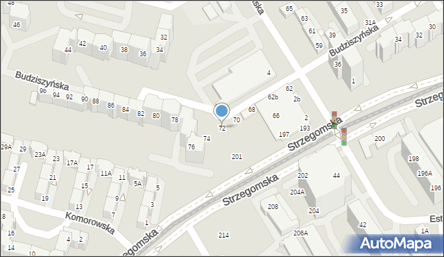 Wrocław, Budziszyńska, 72, mapa Wrocławia