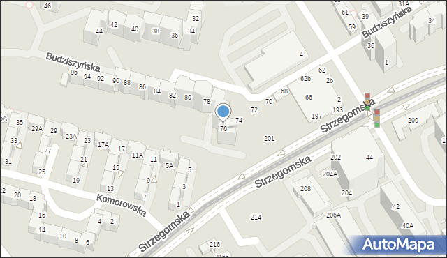 Wrocław, Budziszyńska, 76, mapa Wrocławia