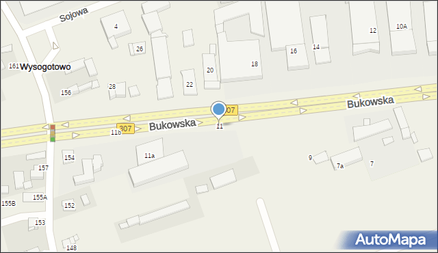 Wysogotowo, Bukowska, 11, mapa Wysogotowo