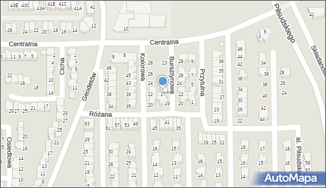 Wyszków, Bursztynowa, 17, mapa Wyszków