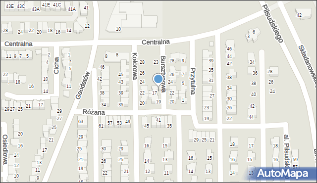 Wyszków, Bursztynowa, 21, mapa Wyszków