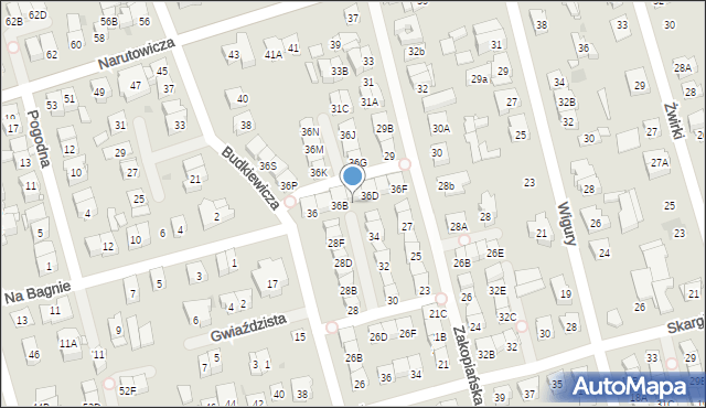 Ząbki, Budkiewicza Konstantego, ks., 36C, mapa Ząbki