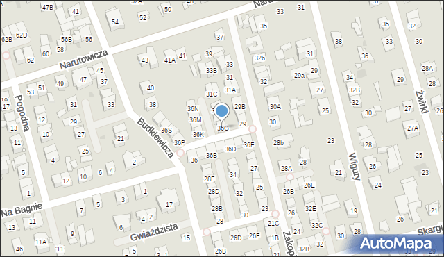 Ząbki, Budkiewicza Konstantego, ks., 36G, mapa Ząbki