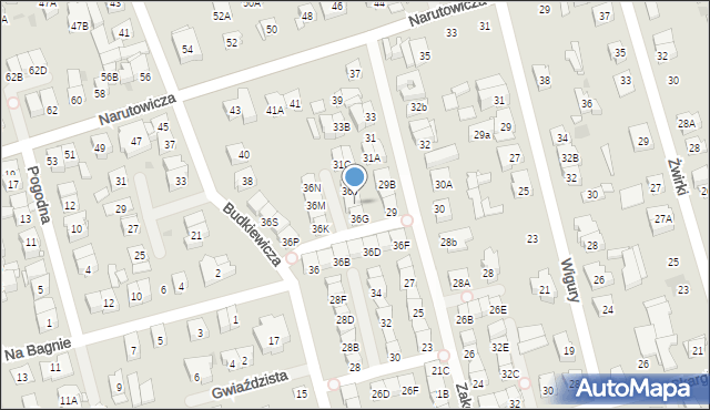Ząbki, Budkiewicza Konstantego, ks., 36H, mapa Ząbki