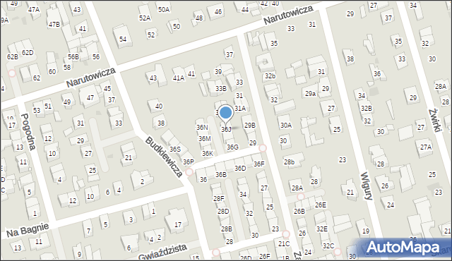 Ząbki, Budkiewicza Konstantego, ks., 36J, mapa Ząbki