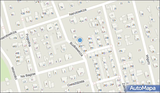 Ząbki, Budkiewicza Konstantego, ks., 36S, mapa Ząbki
