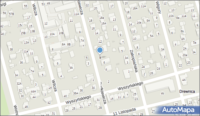 Ząbki, Budkiewicza Konstantego, ks., 8, mapa Ząbki