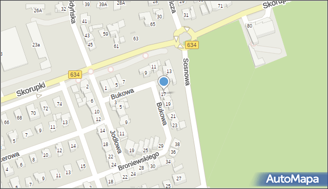 Ząbki, Bukowa, 17, mapa Ząbki