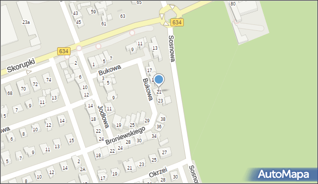 Ząbki, Bukowa, 21, mapa Ząbki