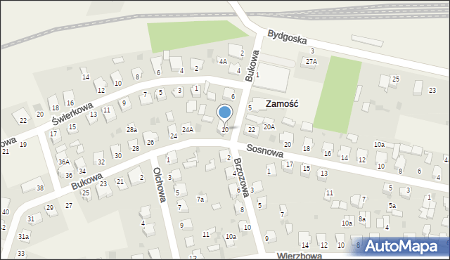 Zamość, Bukowa, 10, mapa Zamościa