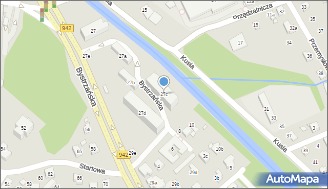 Bielsko-Biała, Bystrzańska, 27c, mapa Bielsko-Białej