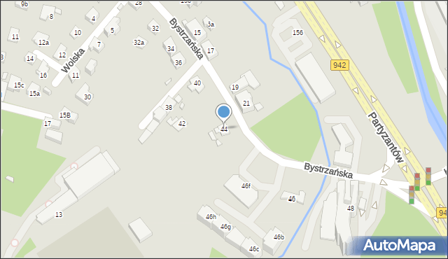 Bielsko-Biała, Bystrzańska, 44, mapa Bielsko-Białej