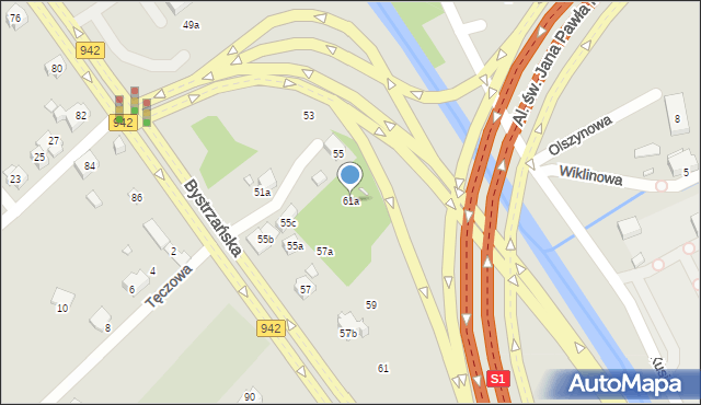Bielsko-Biała, Bystrzańska, 61a, mapa Bielsko-Białej