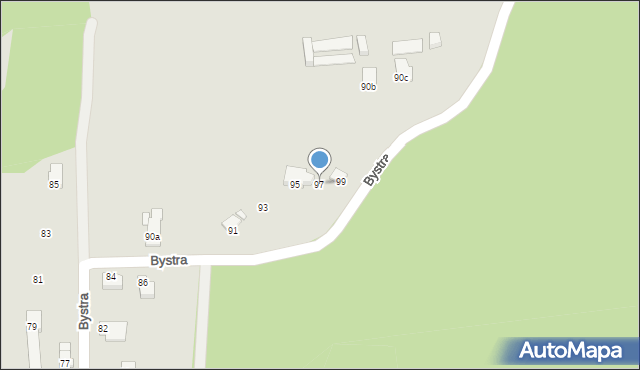 Bielsko-Biała, Bystra, 97, mapa Bielsko-Białej