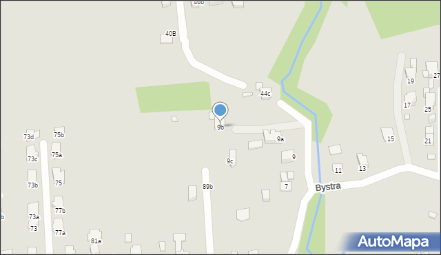 Bielsko-Biała, Bystra, 9b, mapa Bielsko-Białej