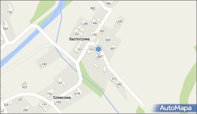 Bystra Podhalańska, Bystra Podhalańska, 104, mapa Bystra Podhalańska