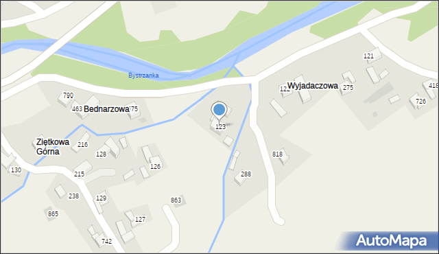 Bystra Podhalańska, Bystra Podhalańska, 123, mapa Bystra Podhalańska