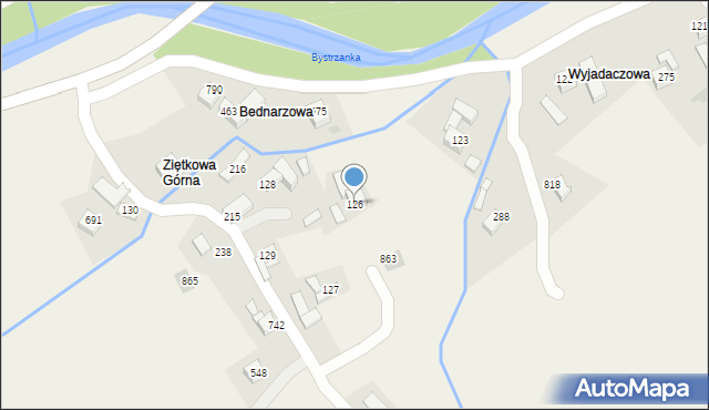Bystra Podhalańska, Bystra Podhalańska, 126, mapa Bystra Podhalańska