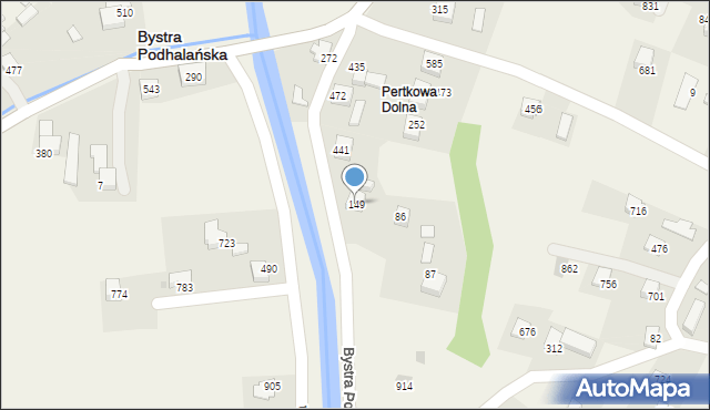Bystra Podhalańska, Bystra Podhalańska, 149, mapa Bystra Podhalańska