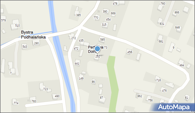 Bystra Podhalańska, Bystra Podhalańska, 252, mapa Bystra Podhalańska