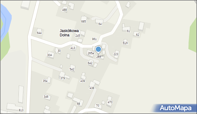 Bystra Podhalańska, Bystra Podhalańska, 265, mapa Bystra Podhalańska