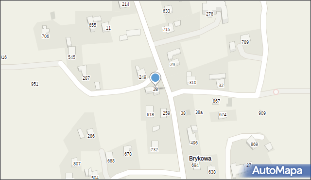 Bystra Podhalańska, Bystra Podhalańska, 28, mapa Bystra Podhalańska