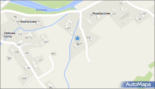 Bystra Podhalańska, Bystra Podhalańska, 288, mapa Bystra Podhalańska