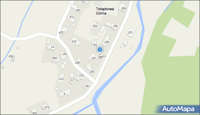 Bystra Podhalańska, Bystra Podhalańska, 289, mapa Bystra Podhalańska