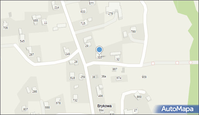 Bystra Podhalańska, Bystra Podhalańska, 310, mapa Bystra Podhalańska