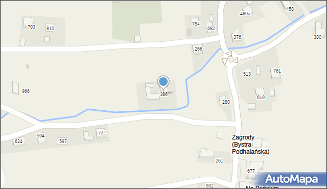 Bystra Podhalańska, Bystra Podhalańska, 386, mapa Bystra Podhalańska