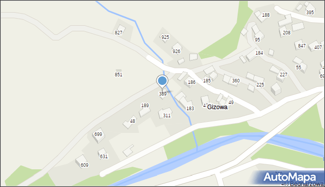 Bystra Podhalańska, Bystra Podhalańska, 389, mapa Bystra Podhalańska