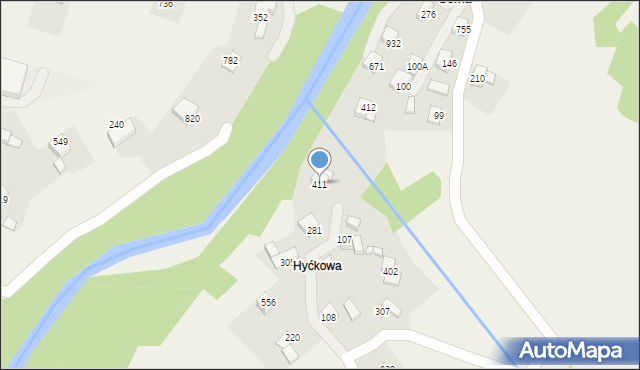 Bystra Podhalańska, Bystra Podhalańska, 411, mapa Bystra Podhalańska