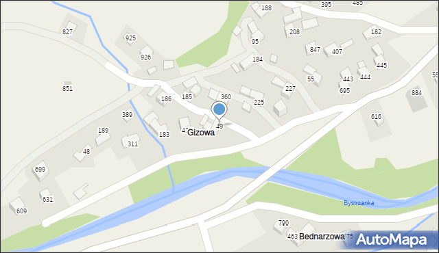 Bystra Podhalańska, Bystra Podhalańska, 49, mapa Bystra Podhalańska