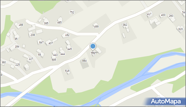 Bystra Podhalańska, Bystra Podhalańska, 552, mapa Bystra Podhalańska