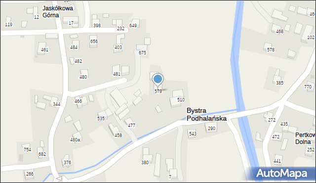 Bystra Podhalańska, Bystra Podhalańska, 579, mapa Bystra Podhalańska