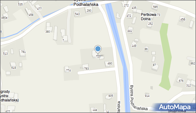 Bystra Podhalańska, Bystra Podhalańska, 723, mapa Bystra Podhalańska