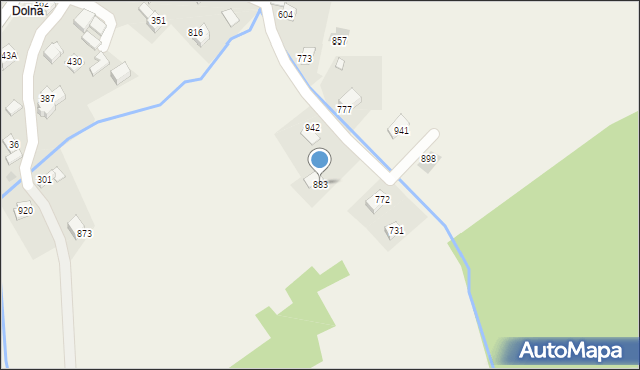 Bystra Podhalańska, Bystra Podhalańska, 883, mapa Bystra Podhalańska