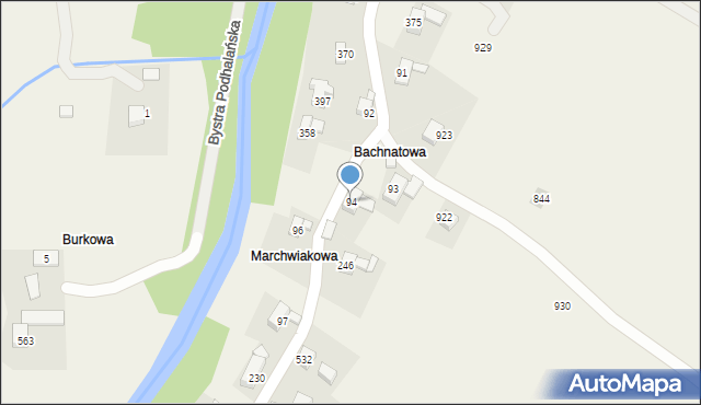 Bystra Podhalańska, Bystra Podhalańska, 94, mapa Bystra Podhalańska