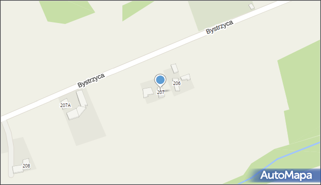 Bystrzyca, Bystrzyca, 207, mapa Bystrzyca