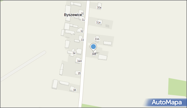 Byszewice, Byszewice, 34B, mapa Byszewice