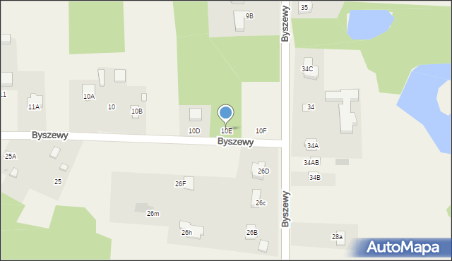 Byszewy, Byszewy, 10E, mapa Byszewy