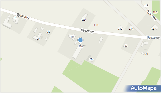 Byszewy, Byszewy, 22A, mapa Byszewy