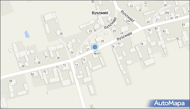 Byszwałd, Byszwałd, 75, mapa Byszwałd