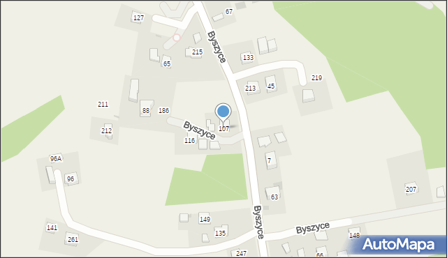 Byszyce, Byszyce, 107, mapa Byszyce