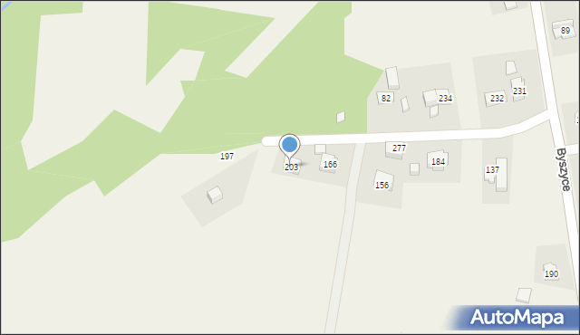 Byszyce, Byszyce, 203, mapa Byszyce