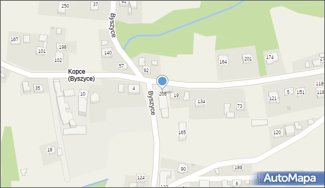 Byszyce, Byszyce, 208, mapa Byszyce