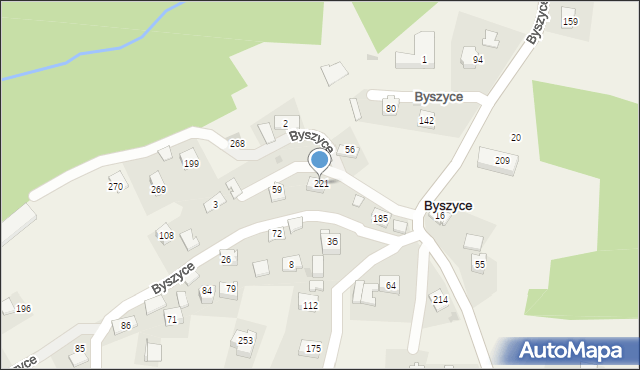 Byszyce, Byszyce, 221, mapa Byszyce
