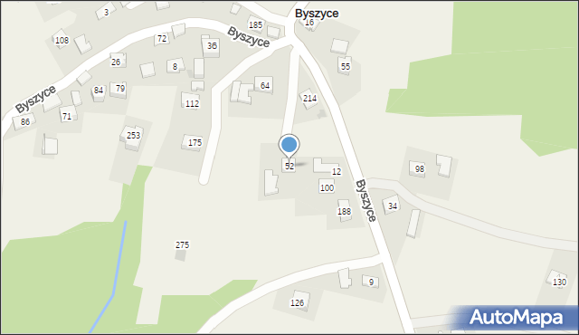 Byszyce, Byszyce, 52, mapa Byszyce