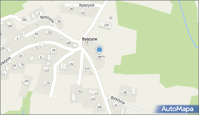 Byszyce, Byszyce, 55, mapa Byszyce